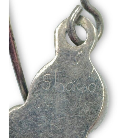 Vintage Sterling Silver Petrified Palm Goddess Dangle Earrings Pierced - Picture 4 of 7